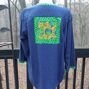 Denim XL "Go Green" Back with Banded Collar